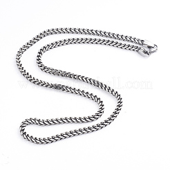 Herren-Halsketten aus 304er Edelstahl mit Weizenkette und kubanischen Gliederketten&nbsp;NJEW-L173-001-AS