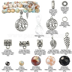 Набор для изготовления растягивающегося браслета из натурального агата с огненным кракле и агатом своими руками DIY-YW0008-49