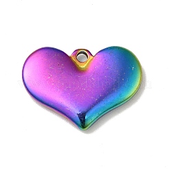 304ステンレススチール製刻印入りブランクタグペンダント  ハート  虹色  18x25x3.5mm  穴：2mm&nbsp;STAS-G218-08M