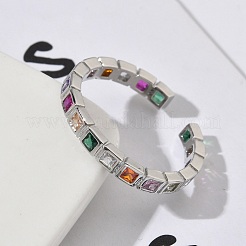 Манжеты из латуни с микро паве кубический цирконий для женщин RJEW-H256-09P