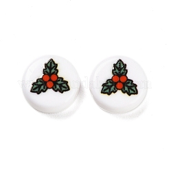 Perles acryliques opaques imprimées sur le thème de Noël&nbsp;OACR-R004-01E