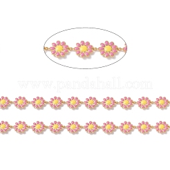 Цепи из нержавеющей стали 304 с ионным покрытием (IP) в виде цветка маргаритки с эмалью AJEW-J035-03G-10