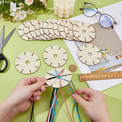 Плоская круглая деревянная ткань&nbsp;AJEW-WH0695-059