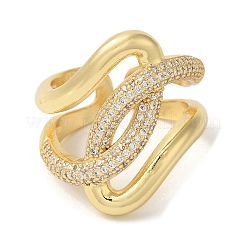 Открытые манжеты из латуни с микропаве кубический цирконий RJEW-U008-38G