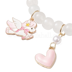 2шт 2 стиля стеклянные круглые бусины эластичные браслеты&nbsp;BJEW-JB11868