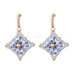 Серьги-подвески ручной работы из фарфора с цветочным принтом.&nbsp;EJEW-MZ00694