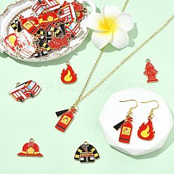 30 шт. 6 стиля подвески из сплава и эмали на тему пожаротушения&nbsp;ENAM-CJ0007-23