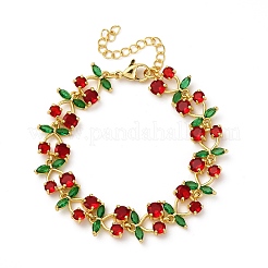 Браслеты из латуни с микропаве и фианитами для женщин BJEW-D342-05G