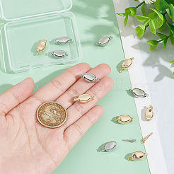 12 шт. 2-х цветные овальные латунные застежки-коробочки KK-BC0013-49