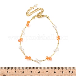 Браслеты из искусственного жемчуга и стеклянных бусин для женщин BJEW-S157-06L