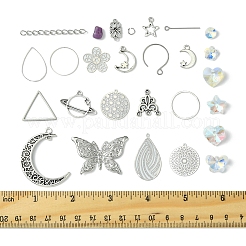 Наборы для самостоятельного изготовления бусин из натурального лепидолита/фиолетовой слюды и сережек из нержавеющей стали DIY-FS0008-13