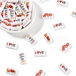 40 шт. двухцветные непрозрачные акриловые бусины с принтом OACR-FS0004-05