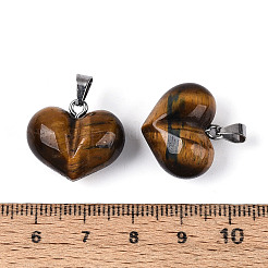 Массивные подвески в форме сердца из натурального тигрового глаза&nbsp;G-T143-19J