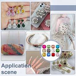 192шт 12 цвета стеклянные кабошоны со стразами&nbsp;GLAA-PH0004-35