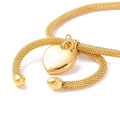 Браслет-слайдер из нержавеющей стали 304 с вакуумным покрытием PVD в форме сердца и круглой цепочкой для женщин BJEW-C013-03G