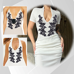 Полиэстер кружево цветы тканевые нашивки&nbsp;AJEW-WH0816-089