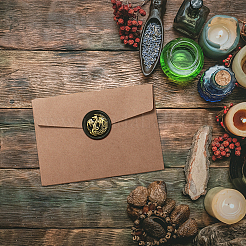 Латунная восковая печать штамп с ручкой AJEW-WH0184-0538