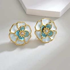 Серьги-гвоздики из нержавеющей стали 304 с эмалью EJEW-M095-08G