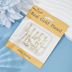 12 шт. 12 стиля подвески для инструментов из латуни с микропаве из прозрачного кубического циркония&nbsp;KK-BBC0021-90