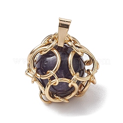 Плетеный мешочек из нержавеющей стали с подвесками из пакраме и драгоценными камнями&nbsp;PALLOY-JF02735-01