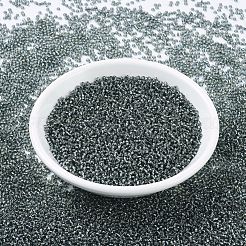 MIYUKIラウンドロカイユビーズ  日本製シードビーズ  （rr21)シルバーライニンググレー  11/0  2x1.3mm  穴：0.8mm  約1100PCS /ボトル  10 G /ボトル&nbsp;SEED-JP0008-RR0021