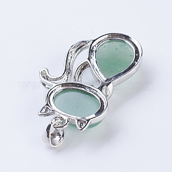 Кулоны с котенком из авантюрина из натурального зеленого авантюрина X-G-P352-B02