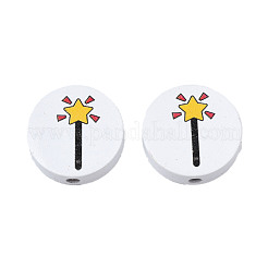 Бусины из натурального дерева с принтом на Хэллоуин WOOD-T021-102