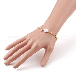 Браслеты с жемчужными звеньями кеши с натуральным жемчугом в стиле барокко BJEW-JB05803