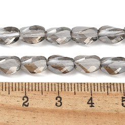 電気メッキガラスビーズセット  パール光沢メッキ  多面カット  ツイスト  グレー  8~8.5x5.5~6x5.5mm  穴：1mm  約49個/連  15.94インチ（40.5cm）&nbsp;EGLA-L045-C-PL02