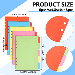 プラスチックバインダー仕切り  プランナー、ノート、ルーズリーフバインダー用の6穴インデックスページタブ  長方形  ミックスカラー  211x158x0.2mm  穴：6mm  5個/セット&nbsp;AJEW-WH0485-85