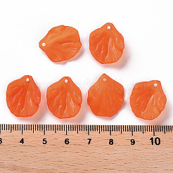 透明つや消しアクリルパーツ  花弁  レッドオレンジ  19.5x16.5x4mm  穴：1.5mm&nbsp;MACR-S371-01A-726