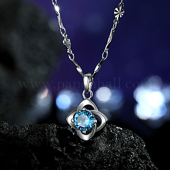 Ожерелья с подвеской в виде клевера из чистого серебра с прозрачными кубическими цирконами QB1121-2