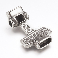 316サージカルステンレスペンダント  トールのハンマー  アンティークシルバー  50x30x10mm  穴：4x12mmと6mm&nbsp;STAS-F133-30AS