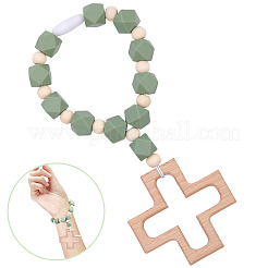 Ornamenti pendenti con perline di legno e silicone&nbsp;HJEW-BM00069