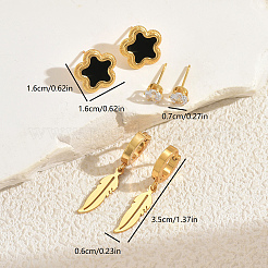 3 пара серег из нержавеющей стали с цветами и перьями VA9717