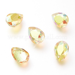 ガラスラインストーンチャーム  多面カット  ティアドロップ  ミックスカラー  9x6x4mm  穴：1mm&nbsp;RGLA-A024-H02-M1
