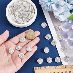 30個 3スタイル 1穴合金ラインストーンシャンクボタン  花  銀  12~18mm  10個/スタイル&nbsp;BUTT-GA0001-44S