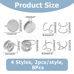 8 шт. 4 стиля серьги-каффы из нержавеющей стали&nbsp;EJEW-HS0001-10P