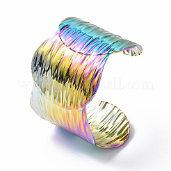 Ионное покрытие (ip) 304 нержавеющая сталь широкий открытый браслет-манжета для женщин BJEW-F442-02MC