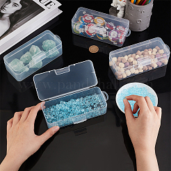 透明プラスチック収納ボックス10個  ヒンジ付き蓋付きビーズコンテナ  長方形  透明  16.3x6.57x4.62cm&nbsp;CON-BC0007-78B