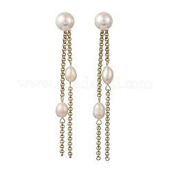Boucles d'oreilles puces en perles de coquillage et perles de culture d'eau douce naturelles&nbsp;EJEW-JE07396