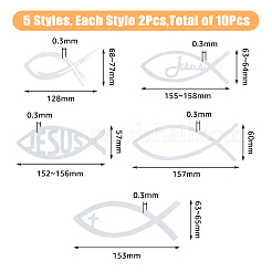 10 лист 5 стиля водонепроницаемые пластиковые наклейки на автомобиль с изображением рыбы-Иисуса STIC-FH0001-16A