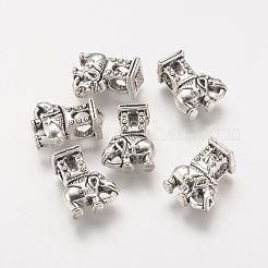 チベット風合金ヨーロピアンビーズ  象  アンティークシルバー  19x13x7.5mm  穴：4.5mm&nbsp;PALLOY-F178-15AS