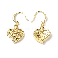 Orecchini pendenti con cuore in zirconi chiari&nbsp;EJEW-B017-03G