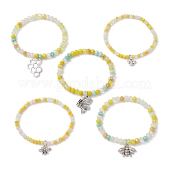 5шт. браслеты с подвесками в виде пчел из сплава&nbsp;BJEW-JB11729