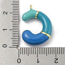 真鍮製エナメルペンダント  長持ちメッキ  カドミウムフリー＆鉛フリー  18KGP本金メッキ  レターチャーム  文字C  23.5x16.5x5.5mm  穴：1.8mm&nbsp;KK-E093-03G-C
