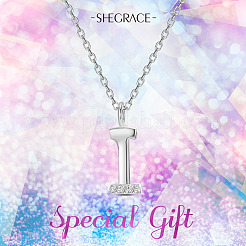 Collane con ciondolo iniziale in argento sterling placcato rodio 925&nbsp;JN905A