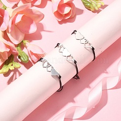 Наборы браслетов из нержавеющей стали с переплетенными сердечными звеньями на тему дружбы и любви BJEW-JB09544