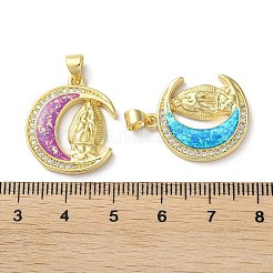 Латунные микропаве прозрачные подвески с фианитом&nbsp;KK-C045-13G