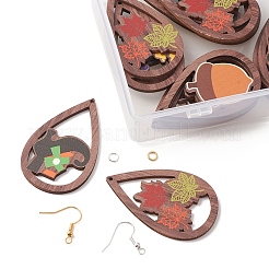 Набор для изготовления сережек в форме слезы на день благодарения своими руками WOOD-FS0001-07